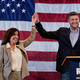 Democratic candidate Pat Ryan, right, and New York Gov. Kathy Hochul appear on stage together during a campaign rally for Ryan, Monday, Aug. 22, 2022, in Kingston, N.Y.